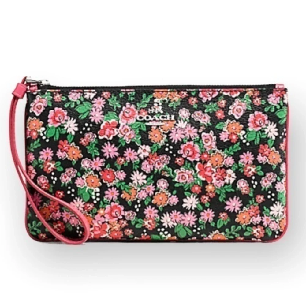 Coach F57983 posey cluster floral wristlet bag